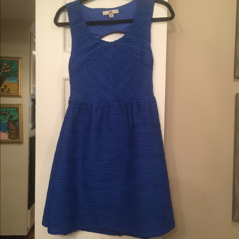 Blue skater dress with cutout back WORN ONCE